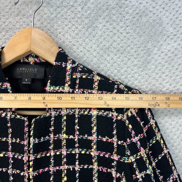 Carlisle Womens Tweed Convertible Zip-Off Coat Jacket Chanel-Inspired Grid Sz 6 - Picture 9 of 16